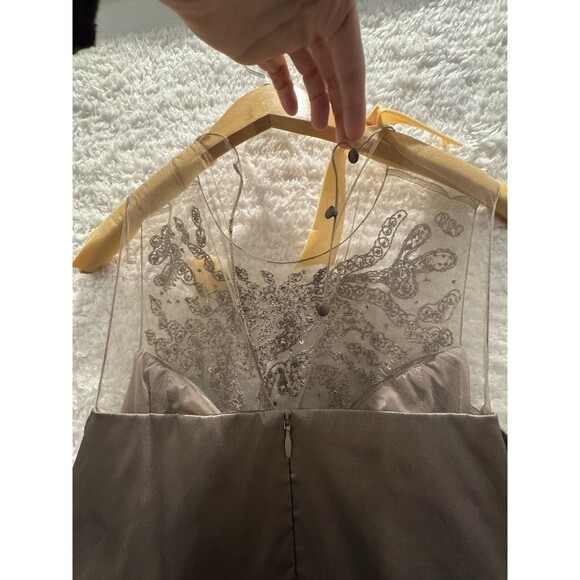 Teri Jon By Rickie Freeman Size 8 Bronze Taupe Evening Gown Mermaid Designer - Picture 6 of 14